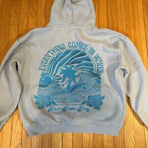 Pink Palm Puff Blue Hoodie
